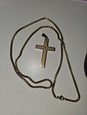 Gold Plated Cross Necklace Mens Lords Prayer New